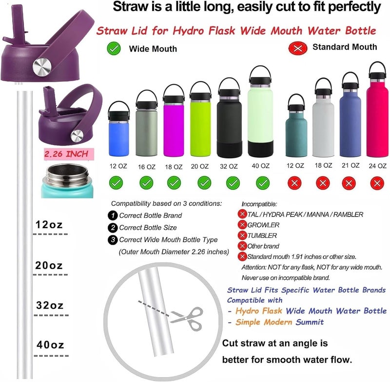 KMN Straw Lid for Hydro Flask Wide Mouth, Lids with Straw for Hydroflask 12 16 18 20 32 40 oz Wide Mouth, Replacement Straw Cap for Hydroflask, Top Sport Bottle Lids Accessories - Image 5